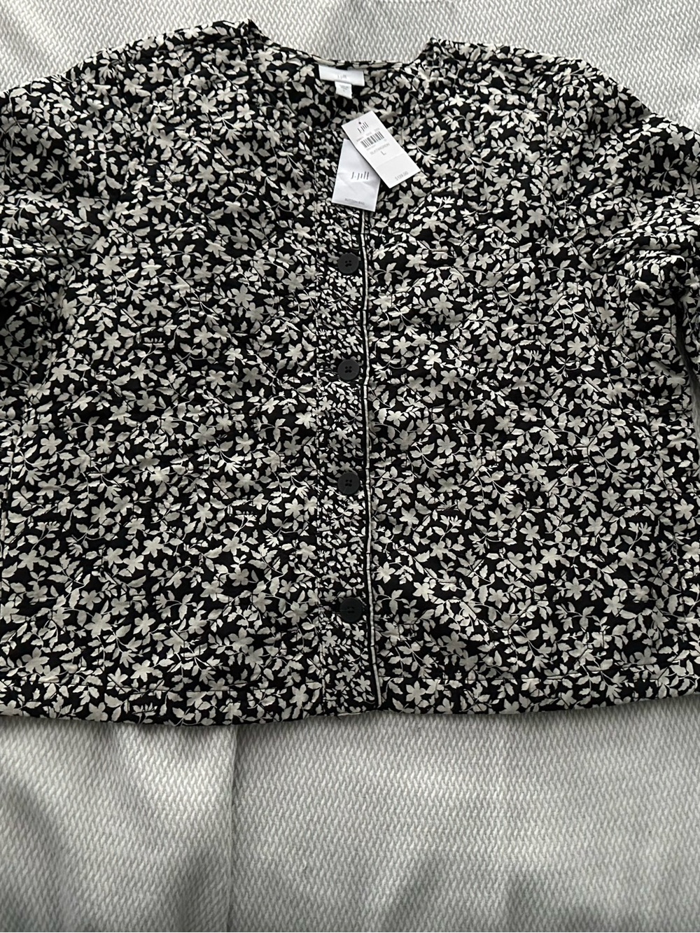 J. Jill Black Jacket with Cream Floral Print